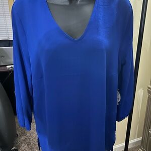 Moa Moa Royal Blue V-Neck Blouse size L